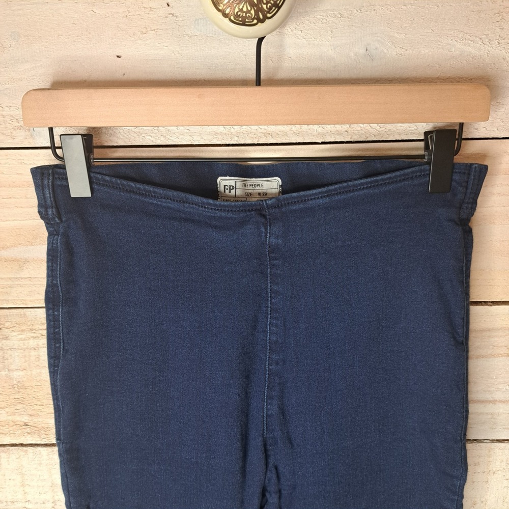 Edgy Indie Boho Chic Free People W 29 Jean Leggings Pull On Dark Wash High Rise‎